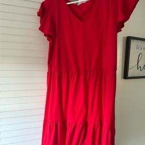 Vibrant Red Tiered Dress